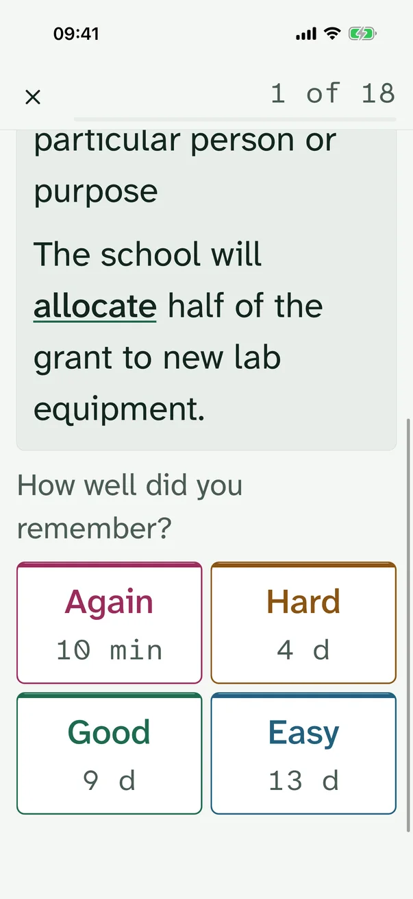 Study card at the largest accessibility text size